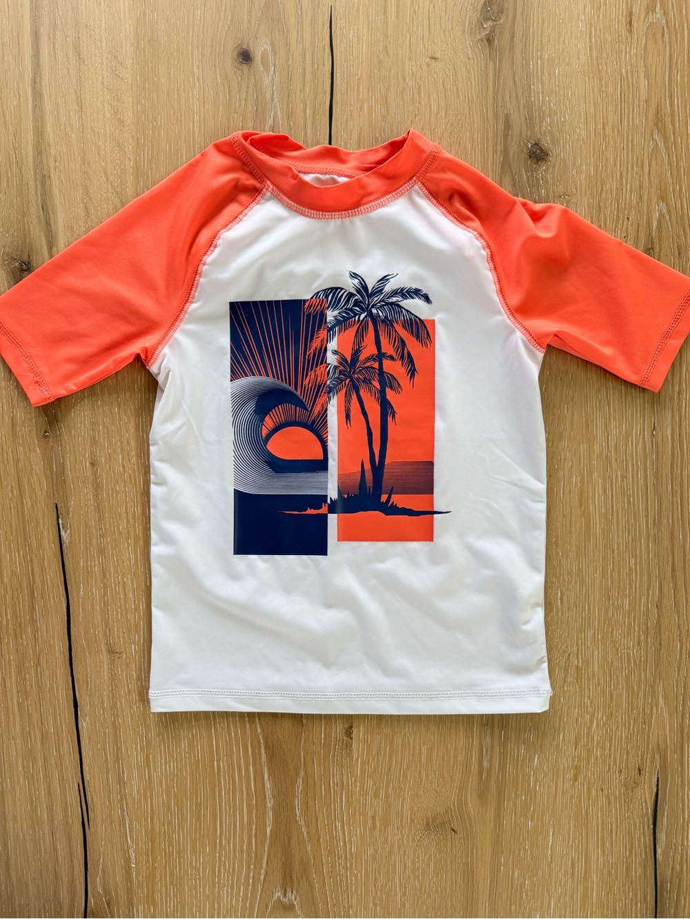 The Children's Place Orange & White Palm Graphic Rashguard